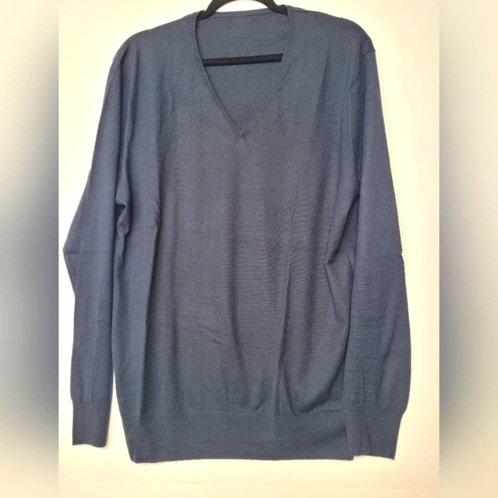 Mens V-Neck Cashmere & Silk Blend Sweater  XL